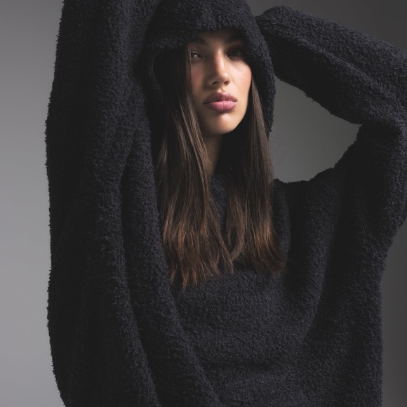 Skims NWT Cozy Knit Hoodie L/XL black onyx - Picture 4 of 9